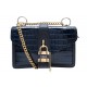 NEUF SAC A MAIN CHLOE ABY SMALL BANDOULIERE CUIR FACON CROCODILE BLEU BAG 1960€