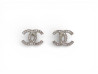boucles d'oreilles chanel logo cc strass en metal