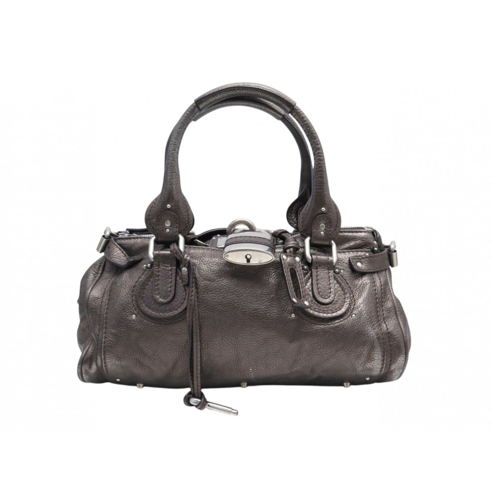 VINTAGE SAC A MAIN CHLOE PADDINGTON CH25WS802P CUIR GRAINE GRIS HAND BAG 2300€