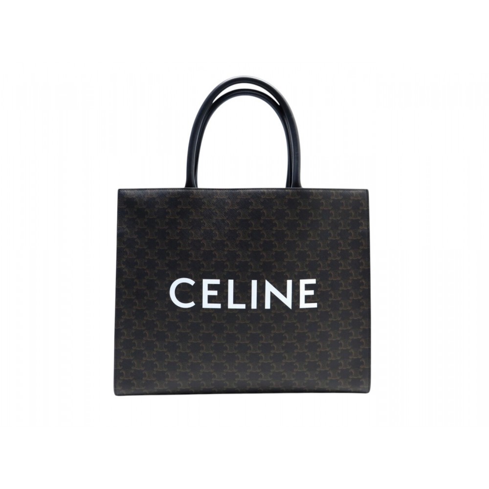 NEUF SAC A MAIN CELINE CABAS HOZIRONTAL TOILE TRIOMPHE MARRON TOTE HANDBAG 1550€