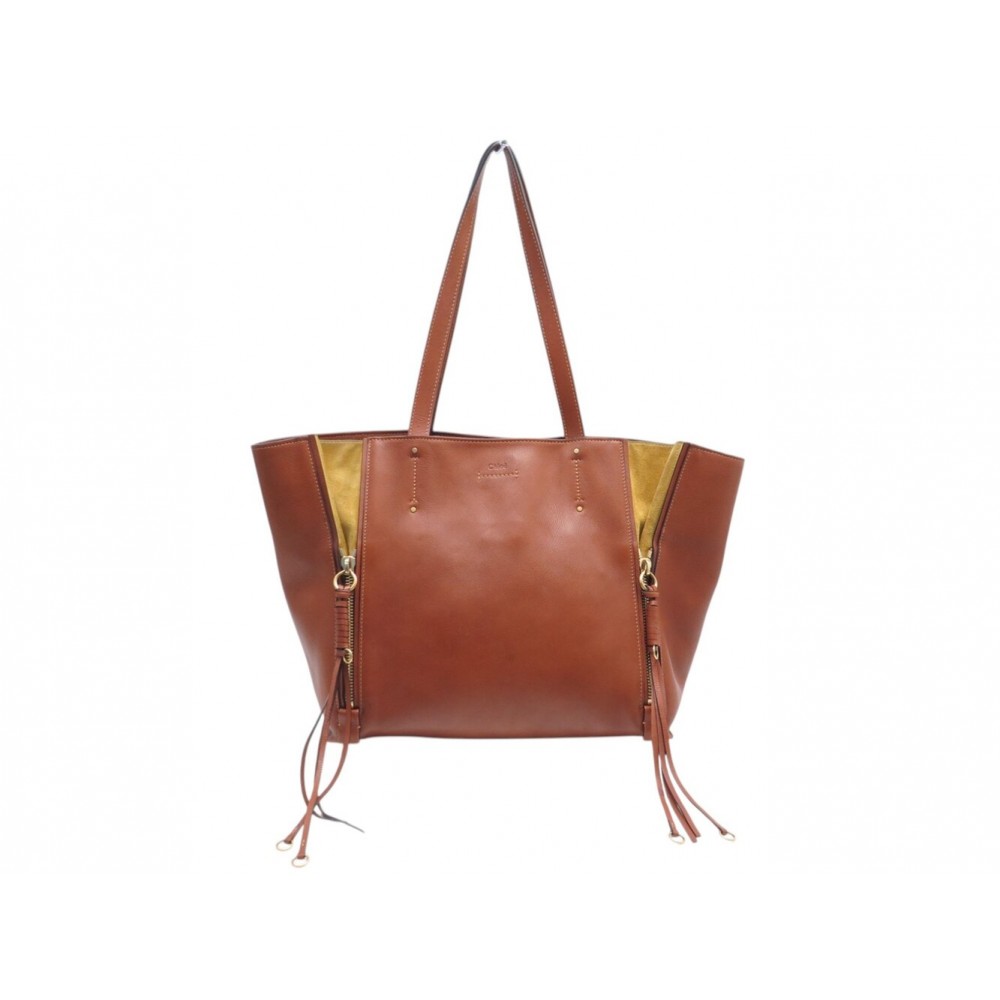 SAC A MAIN CHLOE MILO CABAS EN CUIR MARRON BROWN LEATHER TOTE HAND BAG 1650€