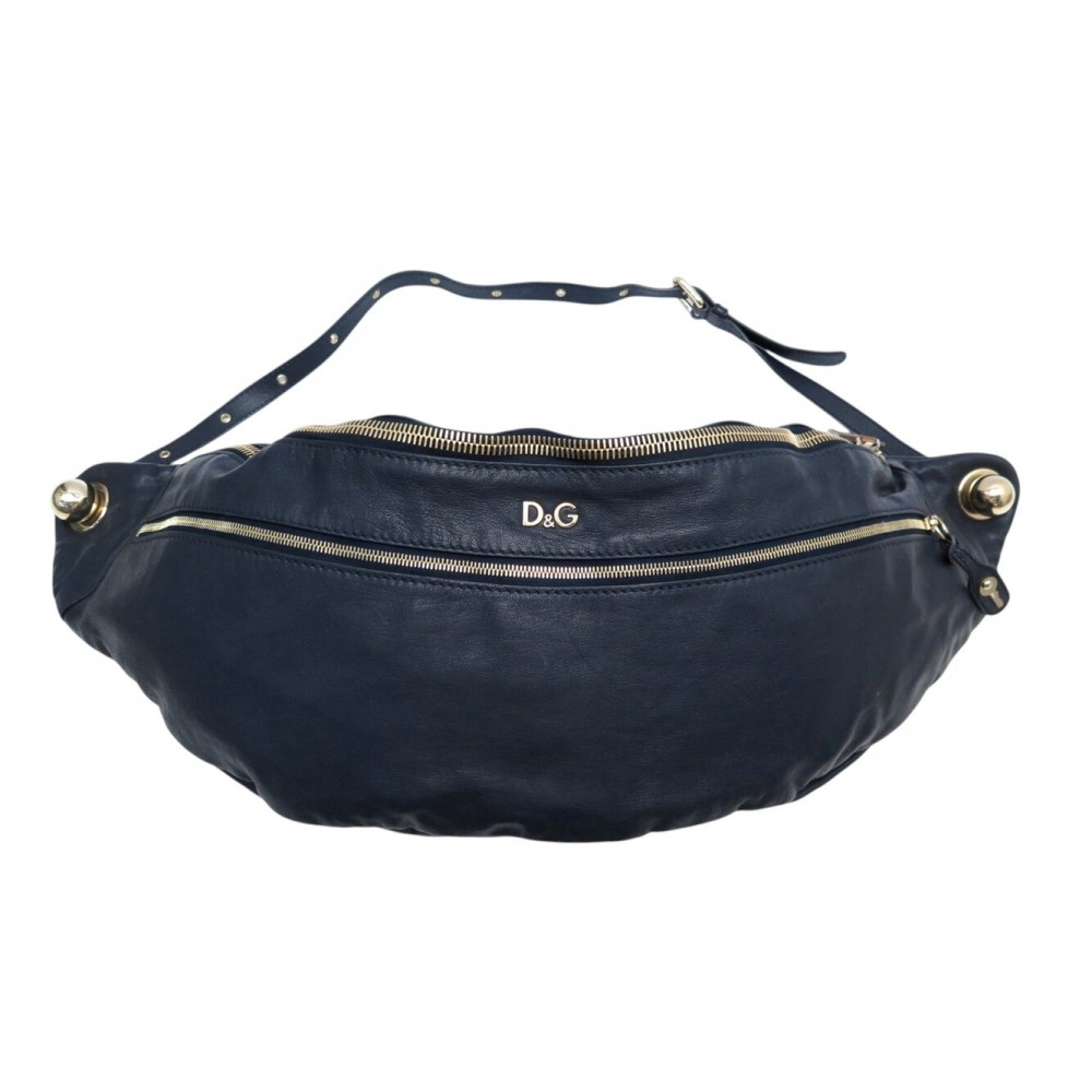 SAC A MAIN DOLCE & GABBANA JERI CEINTURE BANANE EN CUIR GRAINE NOIR BELT BUMBAG