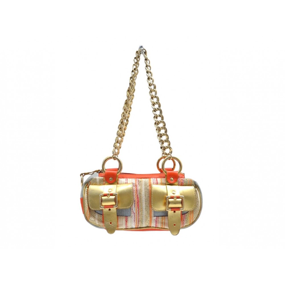 VINTAGE SAC A MAIN DOLCE & GABBANA HOBO Y2K CUIR ET TOILE MULTICOLORE BAG 1500€