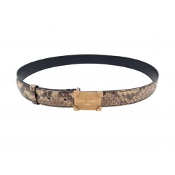 CEINTURE LOUIS VUITTON BOUCLE TRUNK DORE ET CUIR DE PYTHON BEIGE T85 BELT 940€