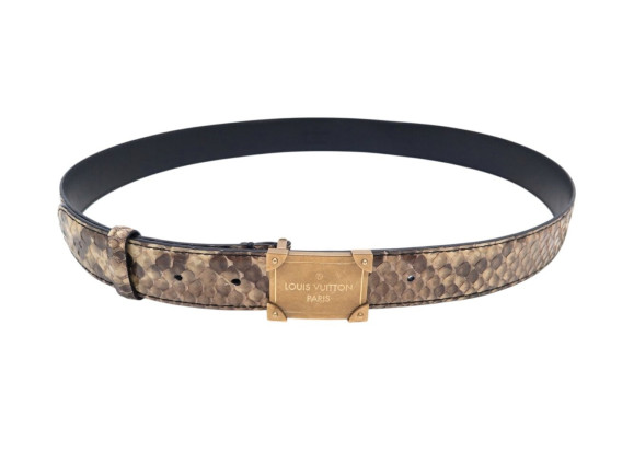 ceinture louis vuitton boucle trunk dore et cuir de