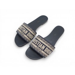 CHAUSSURES CHRISTIAN DIOR MULES DWAY KCQ166ERC 40 TOILE BLEUE SLIDE SHOES 690€