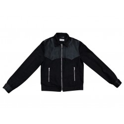 VESTE SAINT LAURENT 310249 BLOUSON 36 S EN CUIR AGNEAU TOILE NOIRE JACKET 3500€