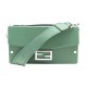 NEUF SAC A MAIN FENDI SOFT TRUNK 7VA565 MOTIF FF BANDOULIERE EN CUIR VERT 1700€