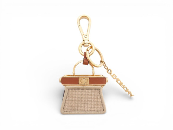  porte cle fendi mini sac a main peekaboo raphia