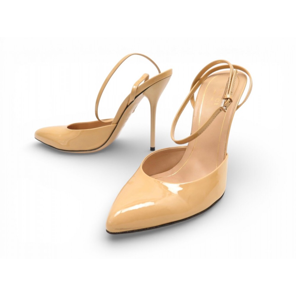 NEUF CHAUSSURES GUCCI 284147 ESCARPINS A BRIDES CUIR VERNIS 37.5 38.5 FR 1050€