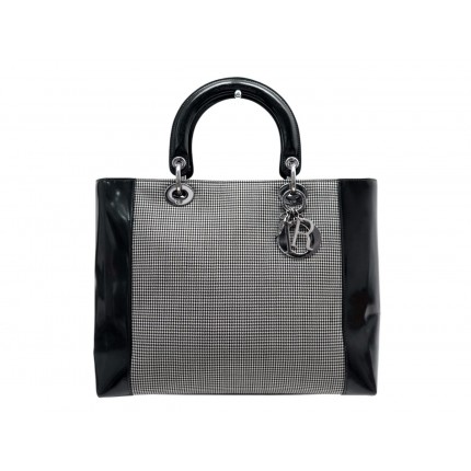 VINTAGE SAC A MAIN CHRISTIAN DIOR LADY LARGE CUIR & TOILE DOUBLE FACE BAG 5900€