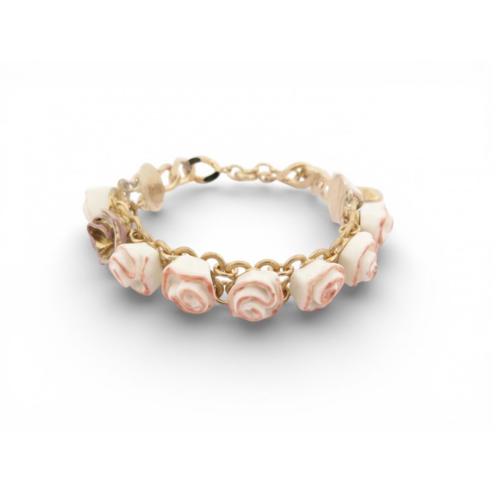NEUF BRACELET CHRISTIAN DIOR GOURMETTE ROSES EMAIL 16-19CM METAL BANGLE 500€