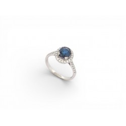 NEUF BAGUE SERTIE SAPHIR 1.33 CT & DIAMANTS 0.58 CT 53 EN OR BLANC 3.15 GR 4600€