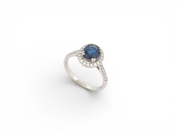 bague sertie saphir 1.33 ct diamants 0.58 ct 53