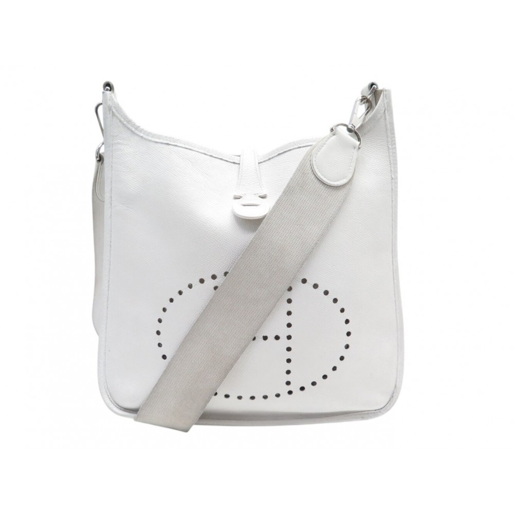 SAC A MAIN HERMES EVELYNE III 29 EN CUIR EPSOM BLANC BANDOULIERE 2007 BAG 3050€