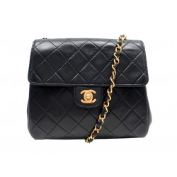 VINTAGE SAC A MAIN CHANEL TIMELESS SQUARE EN CUIR NOIR BANDOULIERE HANDBAG 7200€