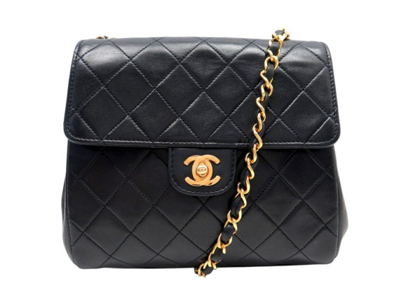 sac a main chanel timeless square en cuir noir