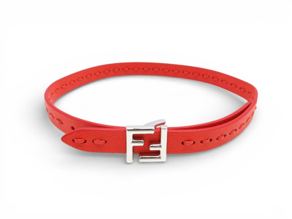 ceinture fendi en cuir selleria rouge points