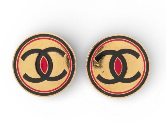boucles d'oreilles chanel rondes logo cc