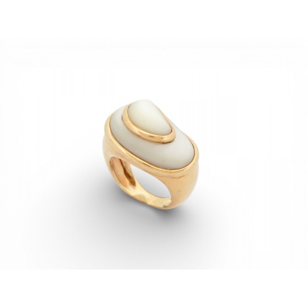 VINTAGE BAGUE FRED NUAGE 52 EN NACRE ET OR JAUNE 18K MOTHER OF PEARL GOLD RING
