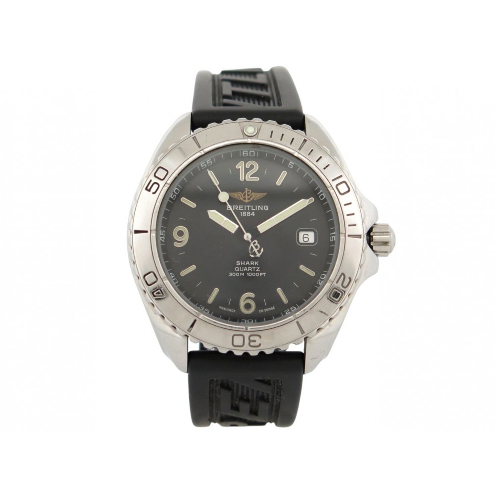 VINTAGE MONTRE BREITLING SHARK 300M A58605 41 MM ACIER DATE QUARTZ STEEL WATCH