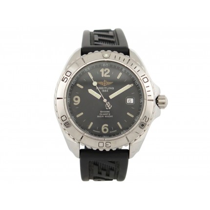 VINTAGE MONTRE BREITLING SHARK 300M A58605 41 MM ACIER DATE QUARTZ STEEL WATCH