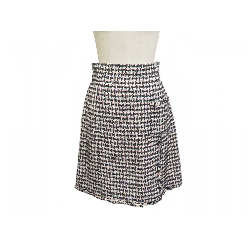NEUF JUPE CHANEL PIED DE POULE P38136 M 40 EN TWEED MULTICOLORE SKIRT 3200€
