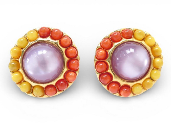 boucles d'oreilles chanel cabochons perles de