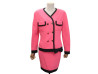 tailleur chanel veste jupe m 38 laine rose noeud
