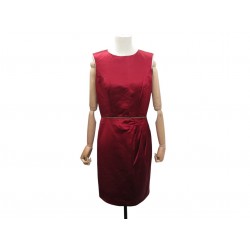 ROBE CHANEL SANS MANCHE BOUTON GRIPOIX P37348 M 40 SOIE ROUGE SILK DRESS 590€
