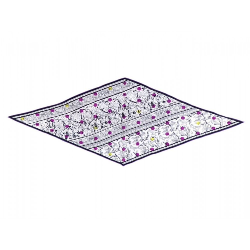 NEUF FOULARD HERMES LOSANGE CHASSE EN INDE CACHEMIRE SOIE MULTICOLORE SCARF 775€