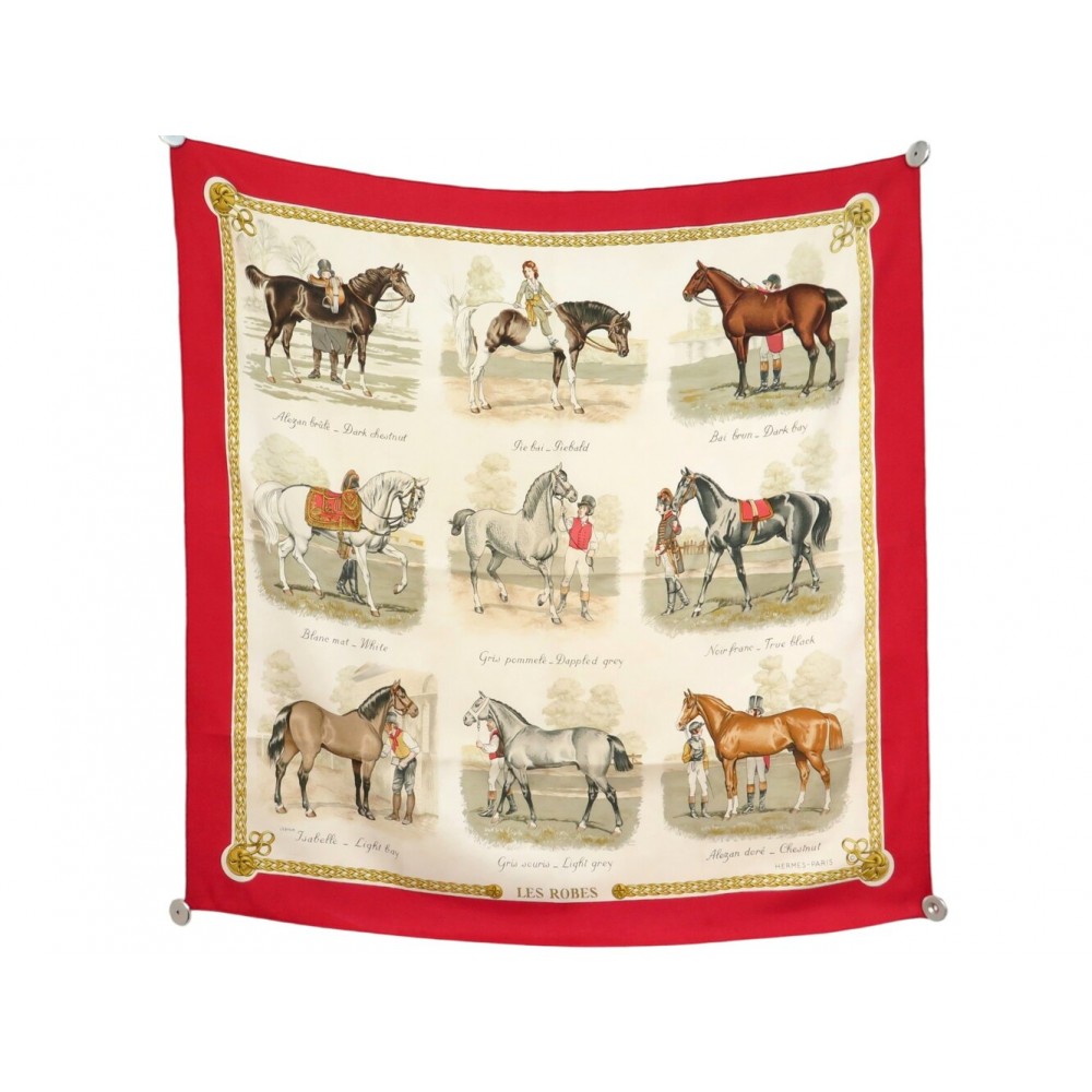 VINTAGE FOULARD HERMES LES ROBES 1ERE EDITION 1968 CARRE 90 SOIE SILK SCARF 580€