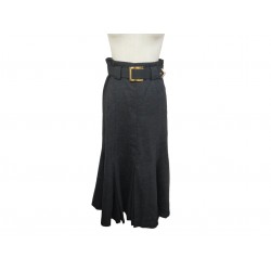 VINTAGE JUPE CHANEL LONGUE + CEINTURE BOUCLE CARREE 163281G3 38 M SKIRT 5000€