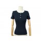 NEUF TOP CHANEL SANS MANCHE P38741V22259 42 L SOIE BLEU MARINE SILK SHIRT 2500€