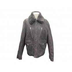 BLOUSON HERMES BOMBARDIER 50 M EN CUIR D'AGNEAU RETOURNE SHEARLING COAT 9800€