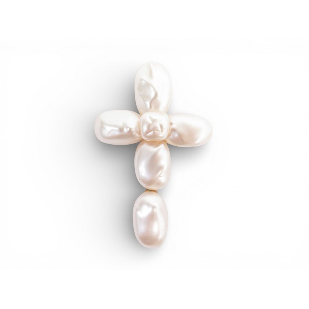 VINTAGE PENDENTIF CHANEL CROIX 1990 DE CASTELLANE LAGERFELD DORE & PERLE PENDANT