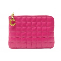NEUF PORTE MONNAIE CELINE C CHARM 10B823BFL CUIR FUSHIA PORTE CARTES PURSE 395€
