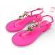 CHAUSSURES CHANEL TONGS LOGO CC 37 SANDALES CC COEUR CUIR ROSE FLUO SHOES 1450€