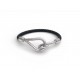 BRACELET HERMES JUMBO H BOUCLES EN ACIER PALLADIE & CUIR TRESSE NOIR T15 BANGLE