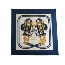 FOULARD HERMES BRIDES DE GALA GRYGKAR CARRE EN SOIE BLEU BLUE SILK SCARF 350€