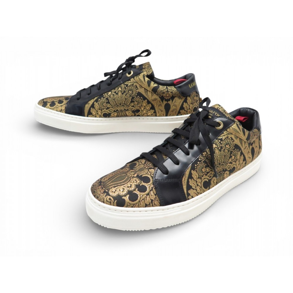 NEUF CHAUSSURES LORDS & FOOLS BASKETS TD7 44 IT 45 FR NOIR BRODERIE SNEAKER 485€