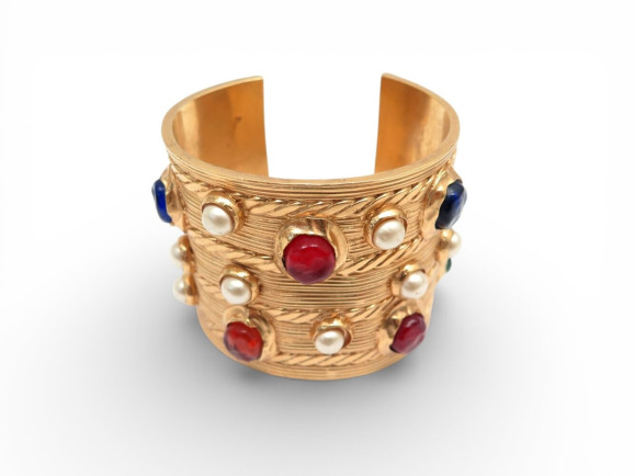 rare bracelet manchette chanel byzantin gripoix 1970