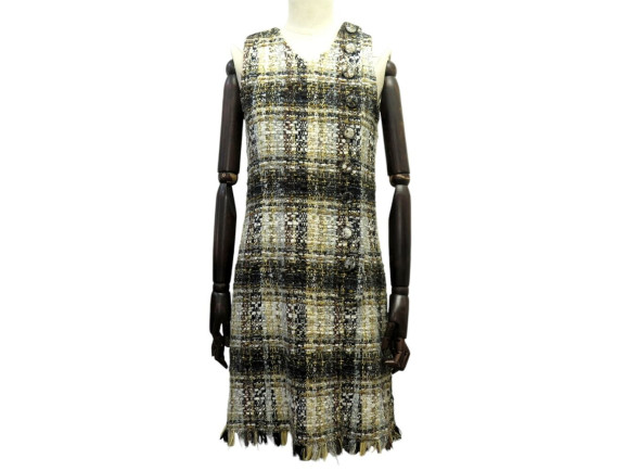 robe chanel p62392v47991 38 m fourreau tweed plaid