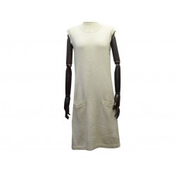 ROBE CHANEL P53637K06956 S 36 CACHEMIRE COTON POCHES PERLES LOGO CC DRESS 4500€
