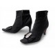 CHAUSSURES BOTTINES CHANEL 37 NOEUD ORNE DE STRASS BOOTS SATIN NOIR SHOES 1700€