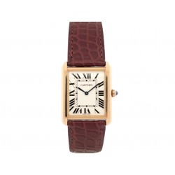 MONTRE CARTIER TANK SOLO 3167 OR ROSE 18K ACIER 2010 QUARTZ 34MM + 2 BRACELETS