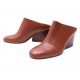 NEUF CHAUSSURES HERMES MULES A TALONS 39.5 CUIR VEAU CAMEL SHOES + BOITE 1000€