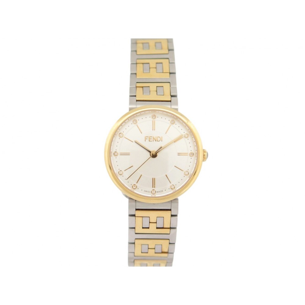 NEUF MONTRE FENDI FOREVER FOW883 29MM OR & ACIER FULLSET LADY QUARTZ WATCH 1550€