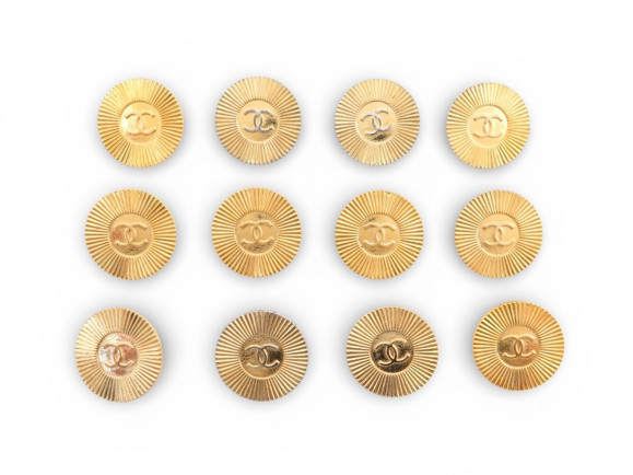 lot de 12 boutons chanel logo cc stries metal