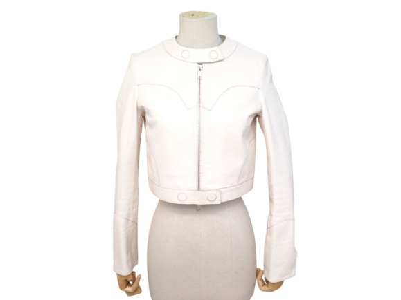 veste christian dior blouson biker 34 xs en cuir blanc
